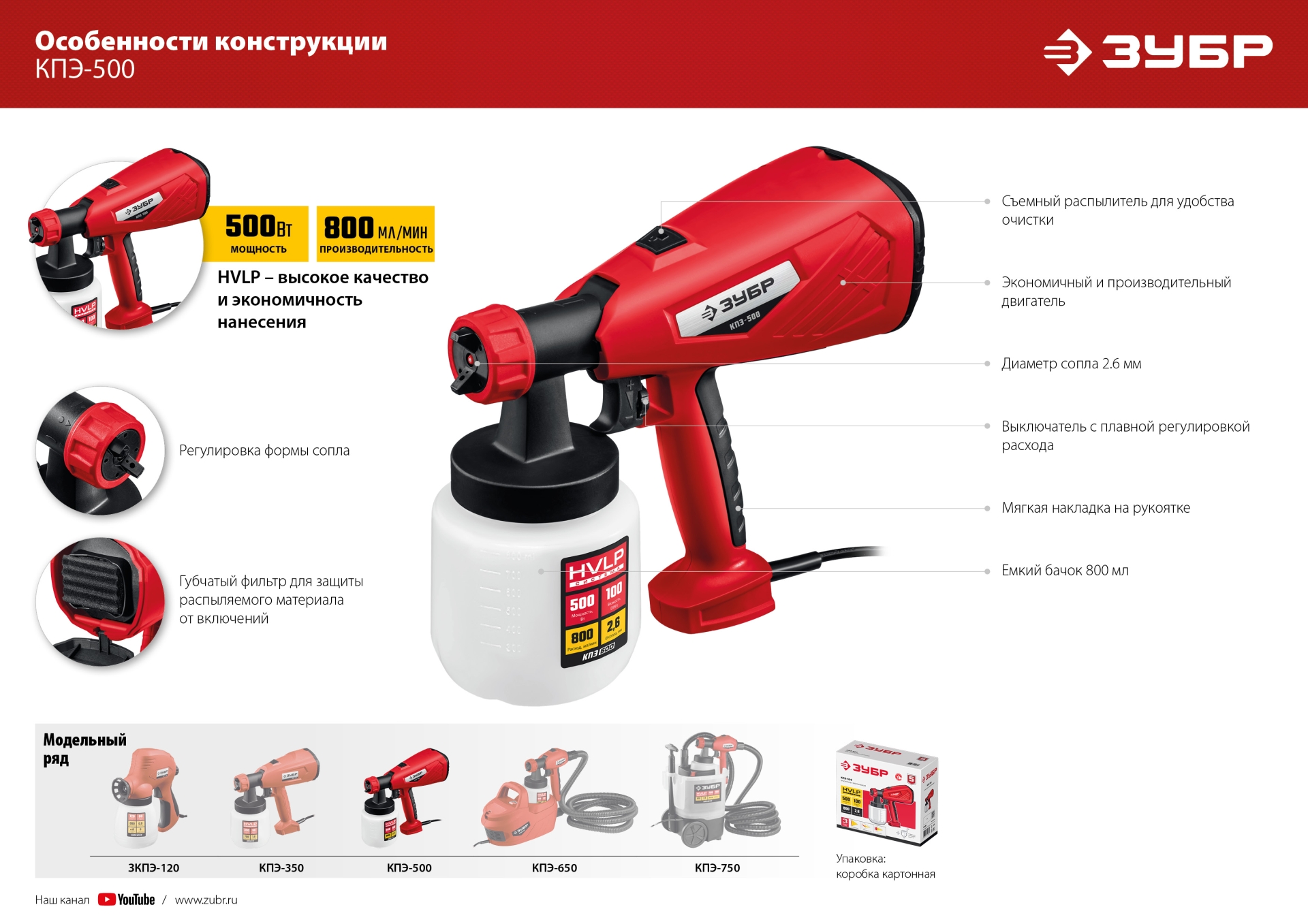 ЗУБР 500 Вт, краскопульт электрический, воздушный(КПЭ-500) — фото 13