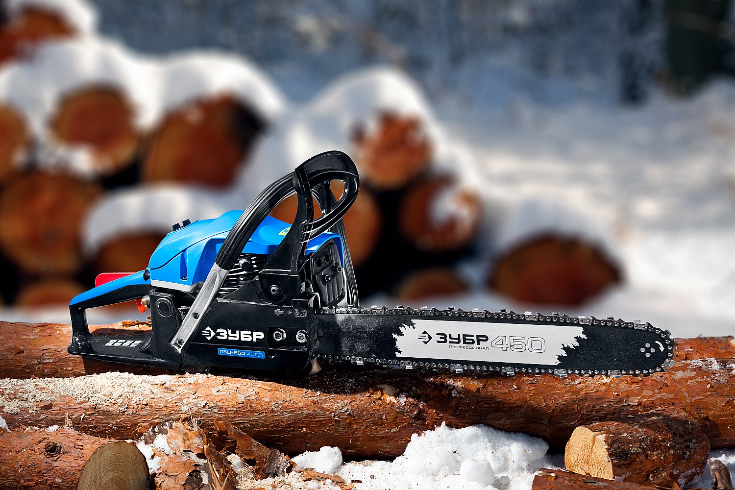 ЗУБР 56 см3, 45 см, бензопила, Профессионал (ПБЦ-560 45ДП) — фото 14