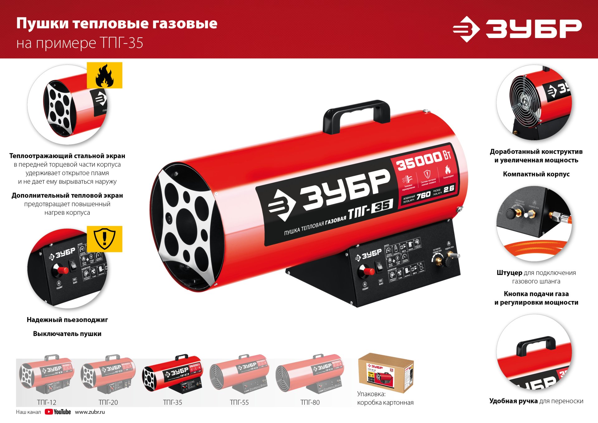 ЗУБР 80 кВт, газовая тепловая пушка (ТПГ-80) — фото 17