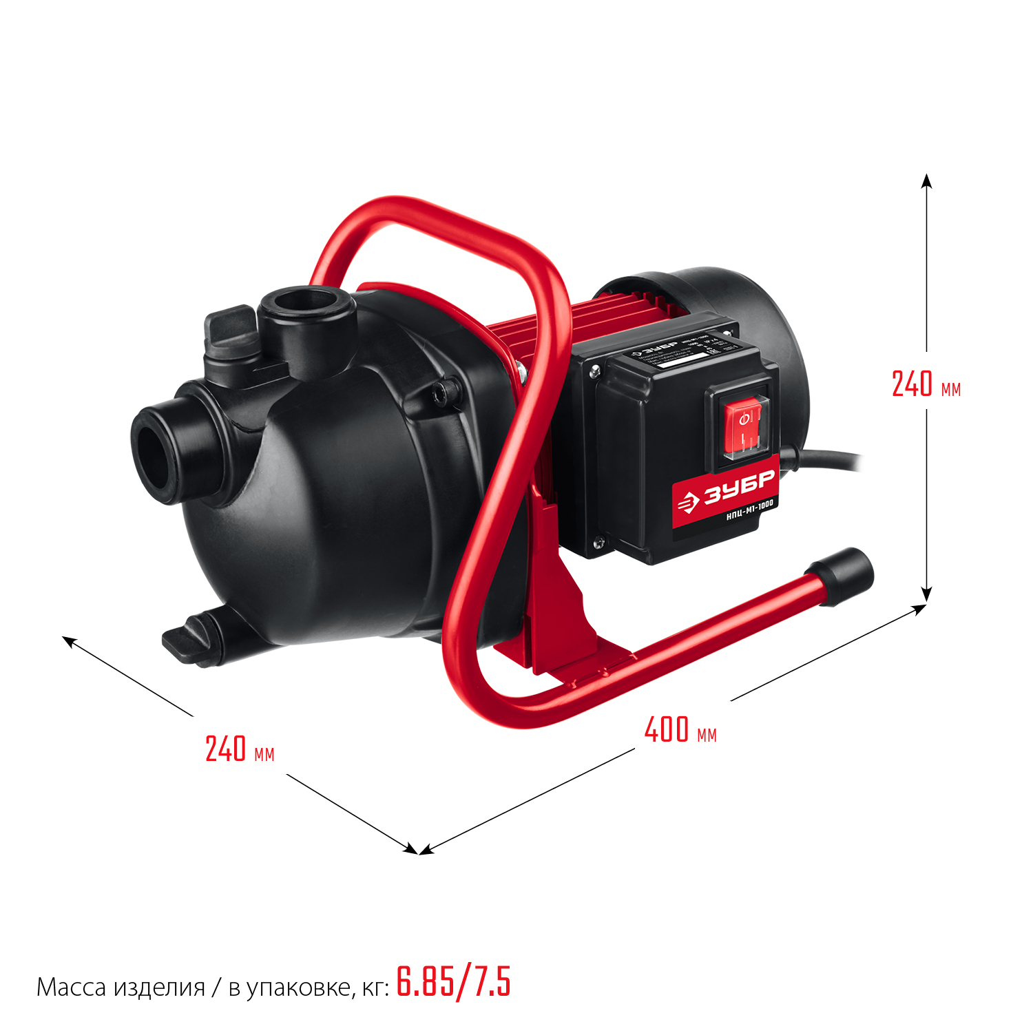ЗУБР 1000 Вт, поверхностный (садовый) центробежный насос (НПЦ-М1-1000) — фото 3