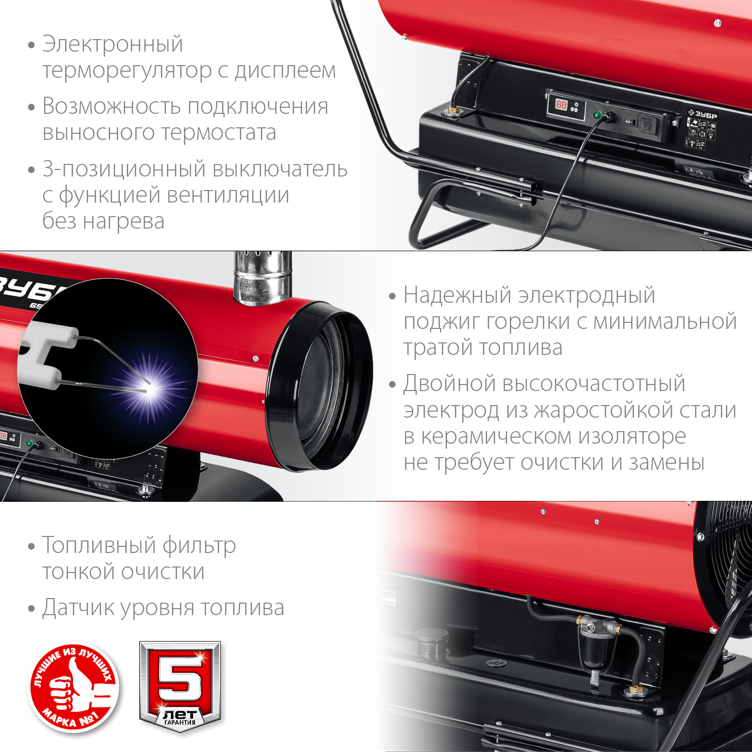 ЗУБР 65 кВт, дизельная тепловая пушка, непрямой нагрев (ДПН-К10-65-Д) — фото 7