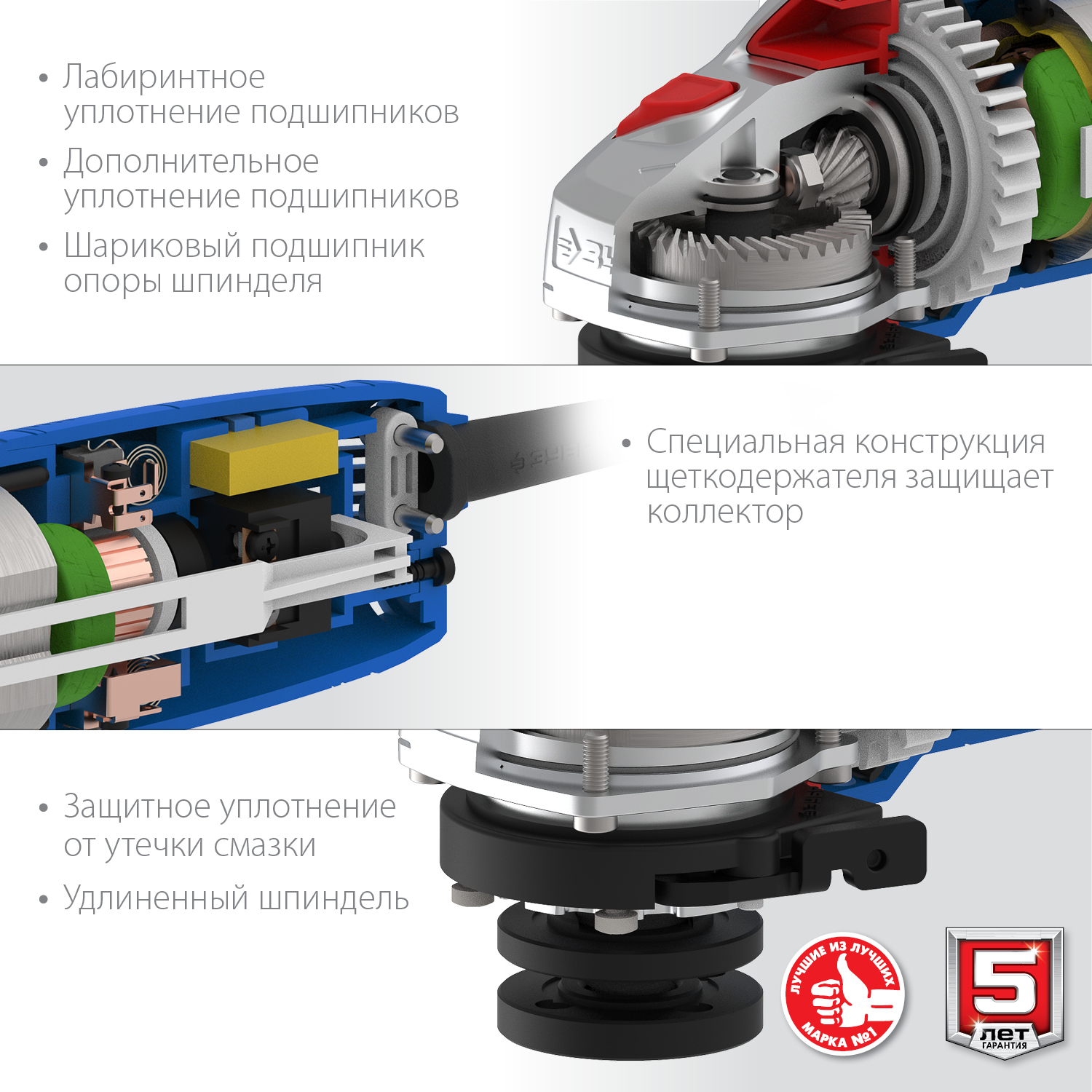 ЗУБР Компакт, 750 Вт, d115 мм, УШМ, Профессионал (УШМ-П115-750) — фото 7