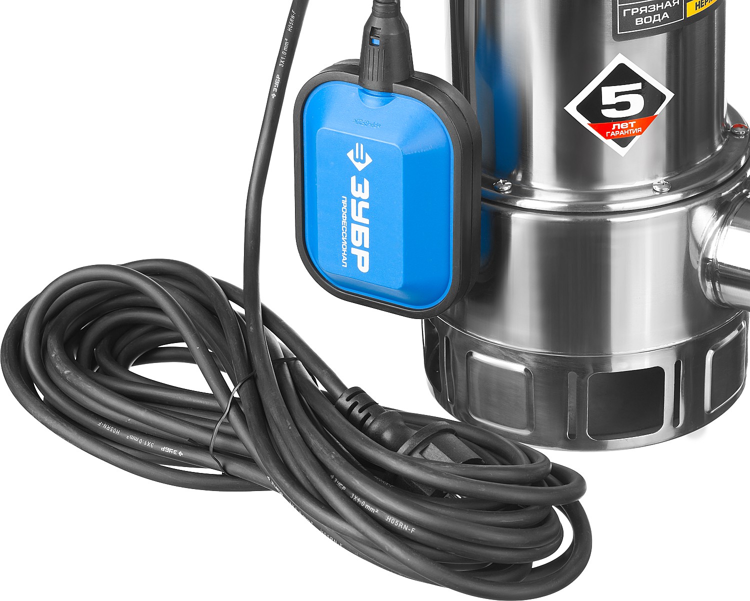 ЗУБР 1100 Вт, дренажный насос для грязной воды, корпус - нерж. сталь, Профессионал (НПГ-Т3-1100-С) — фото 7