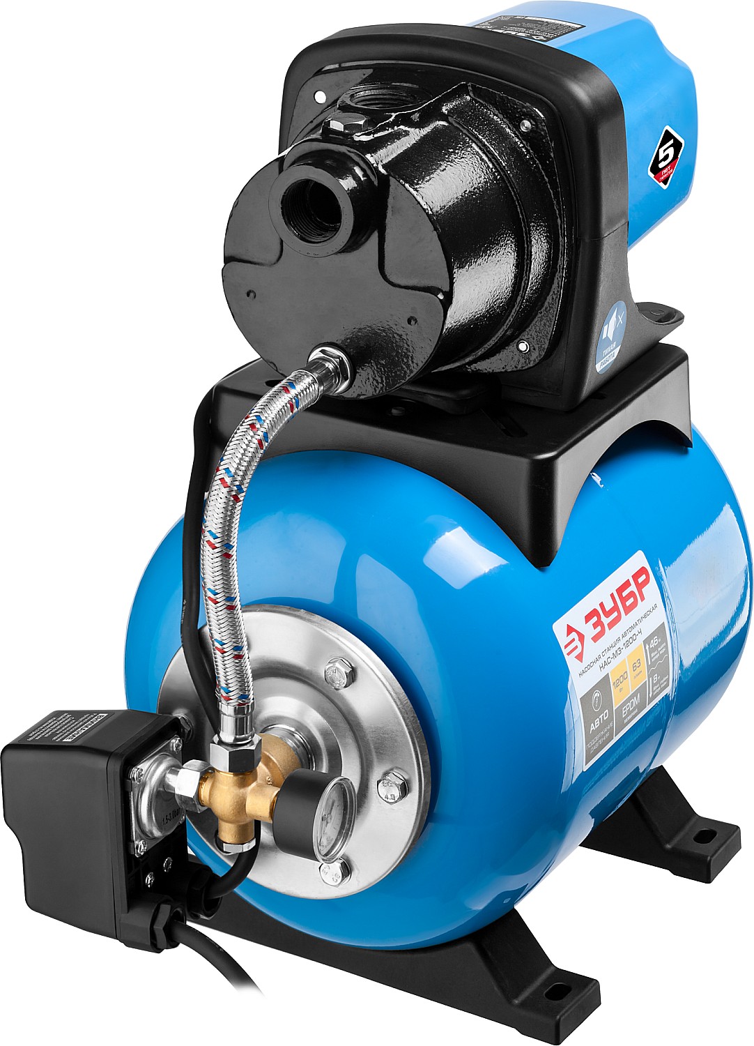 ЗУБР 1200 Вт, бак 20 л, автоматическая насосная станция, чугунный корпус (НАС-М3-1200-Ч) — фото 3