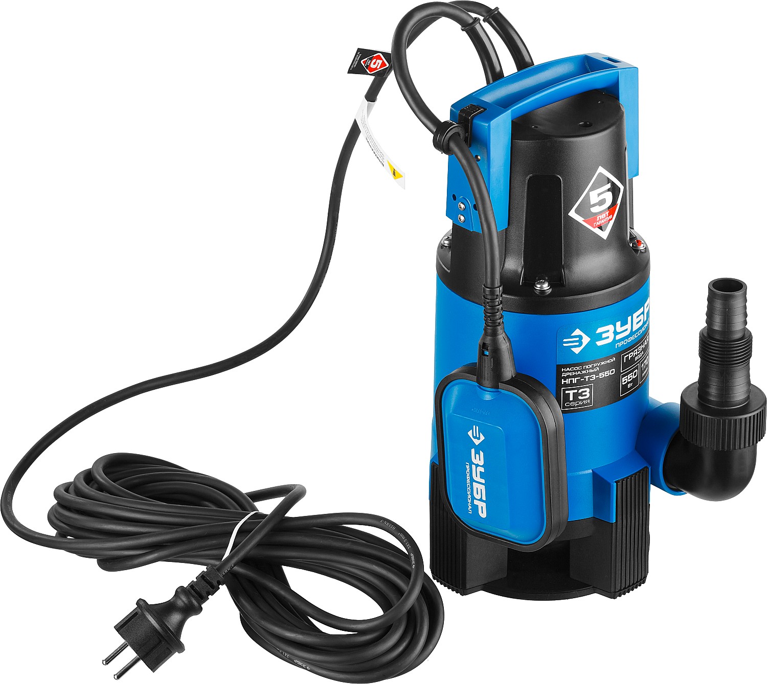 ЗУБР 550 Вт, дренажный насос для грязной воды, Профессионал (НПГ-Т3-550) — фото 6