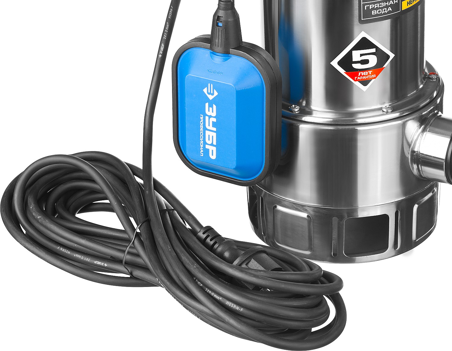 ЗУБР 750 Вт, дренажный насос для грязной воды, корпус - нерж. сталь, Профессионал (НПГ-Т3-750-С) — фото 7