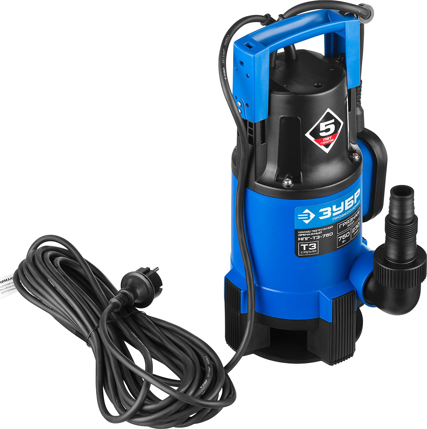 ЗУБР 750 Вт, дренажный насос для грязной воды, Профессионал (НПГ-Т3-750) — фото 6