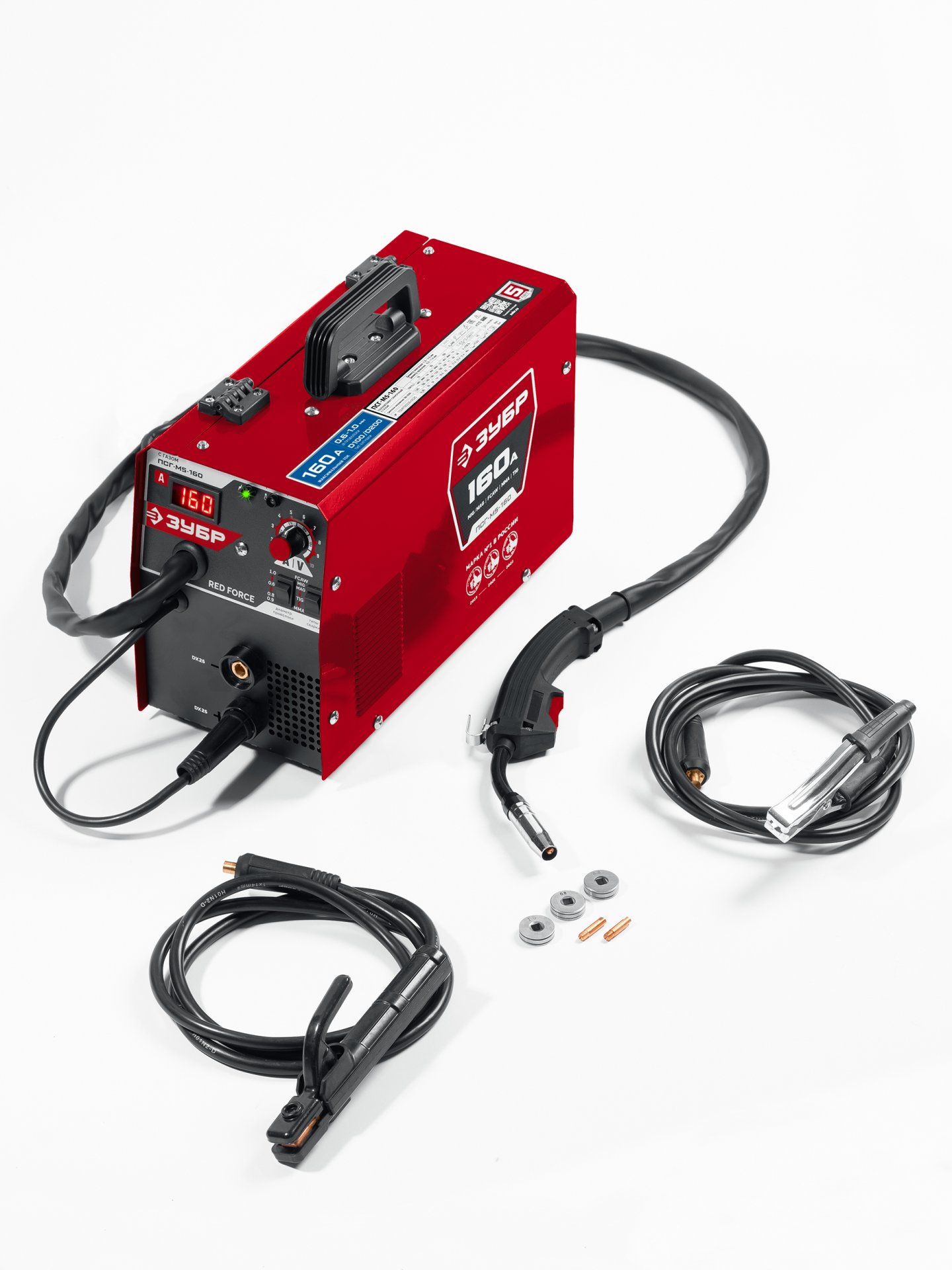 ЗУБР RED FORCE, MIG / MAG, FCAW, MMA, TIG, 160 А, полуавтомат сварочный, с газом / без газа, горелка ПСГ-180 (ПСГ-М5-160) — фото 13