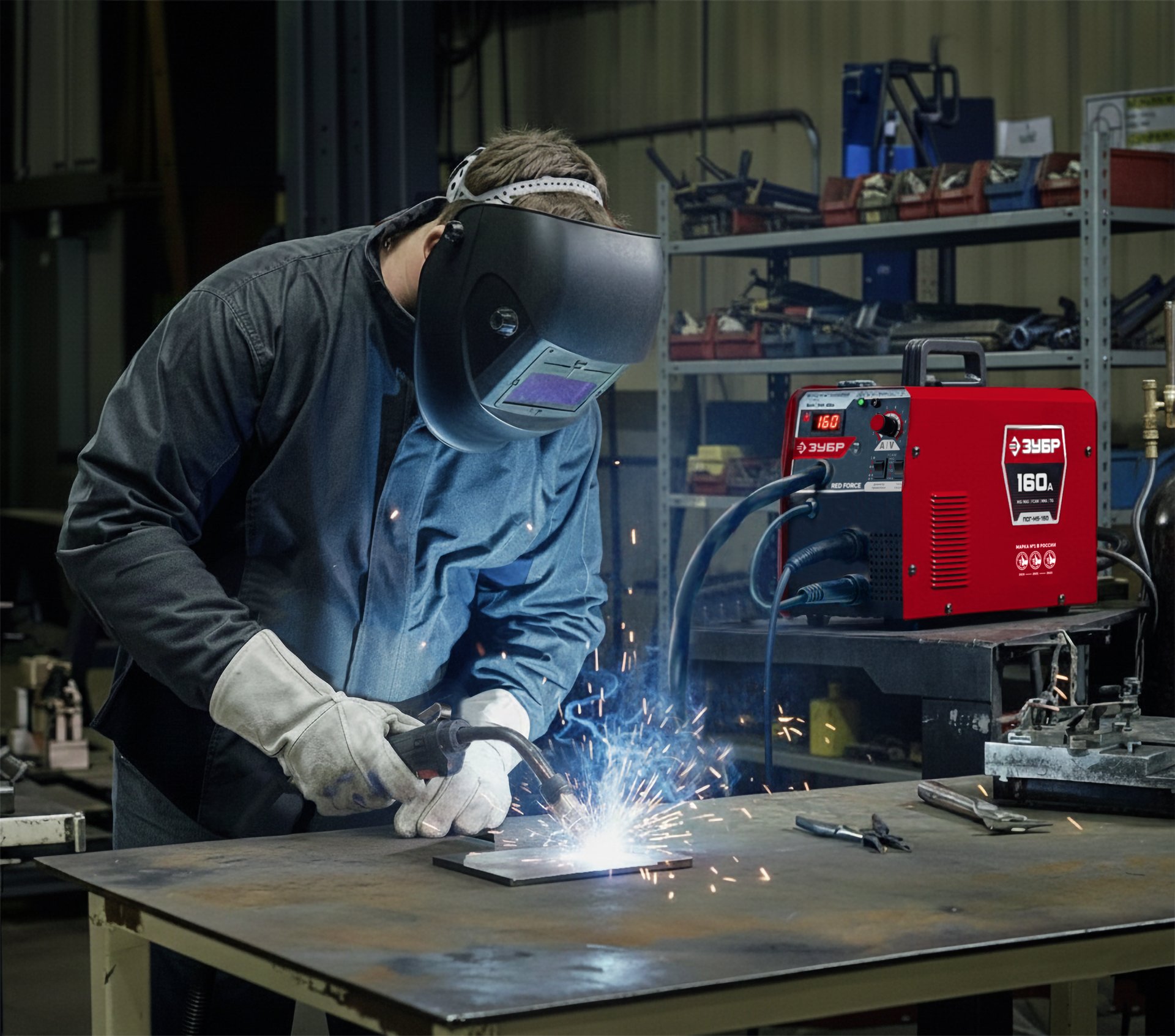 ЗУБР RED FORCE, MIG / MAG, FCAW, MMA, TIG, 160 А, полуавтомат сварочный, с газом / без газа, горелка ПСГ-180 (ПСГ-М5-160) — фото 15