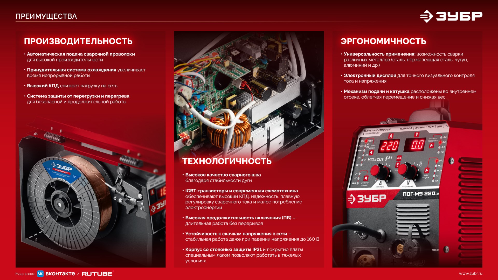 ЗУБР RED FORCE, MIG / MAG, FCAW, MMA, TIG, 160 А, полуавтомат сварочный, с газом / без газа, горелка ПСГ-180 (ПСГ-М5-160) — фото 18