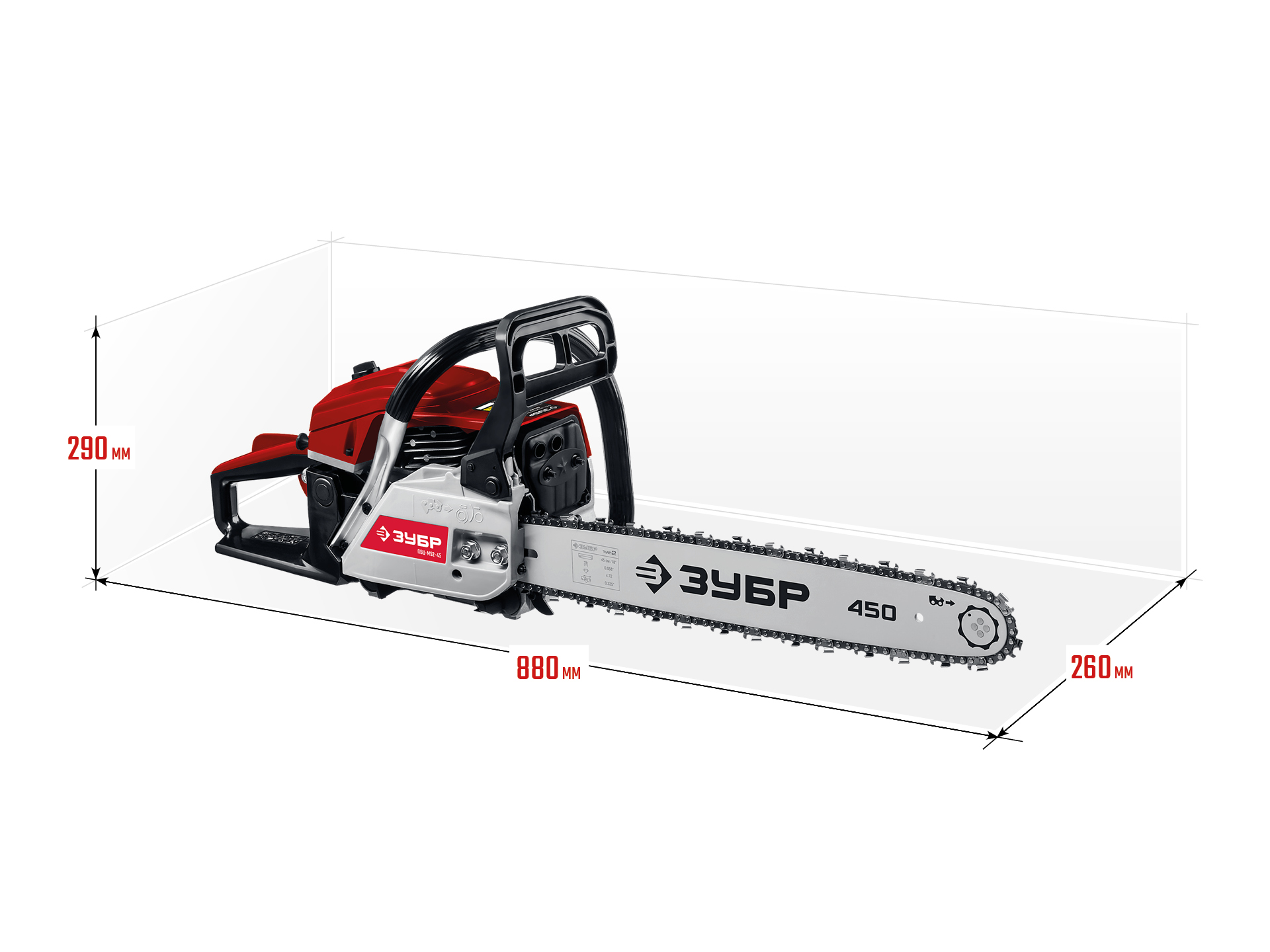 ЗУБР 52 см3, 45 см, бензопила (ПБЦ-М52-45) — фото 3