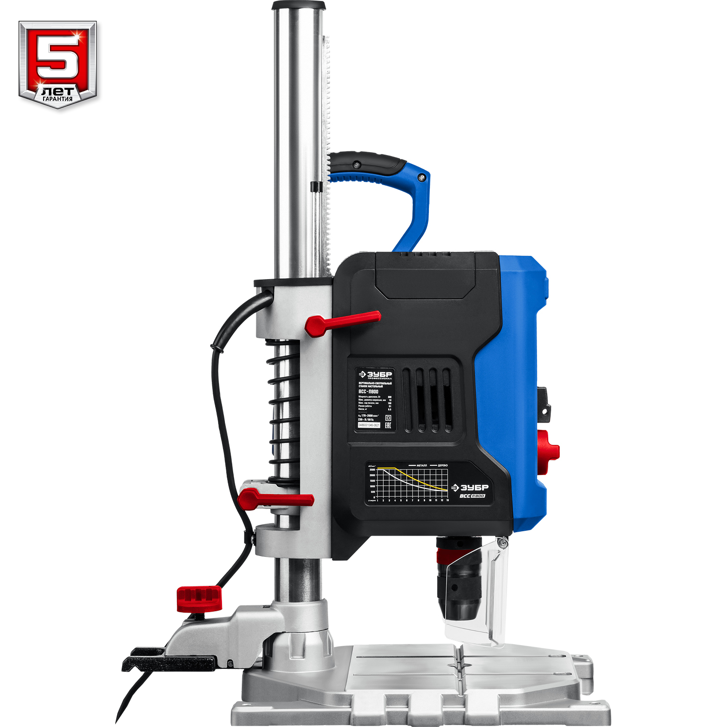 ЗУБР 800 Вт, 13 мм БЗП, вертикально - сверлильный станок, Профессионал (ВСС-П800) — фото 10