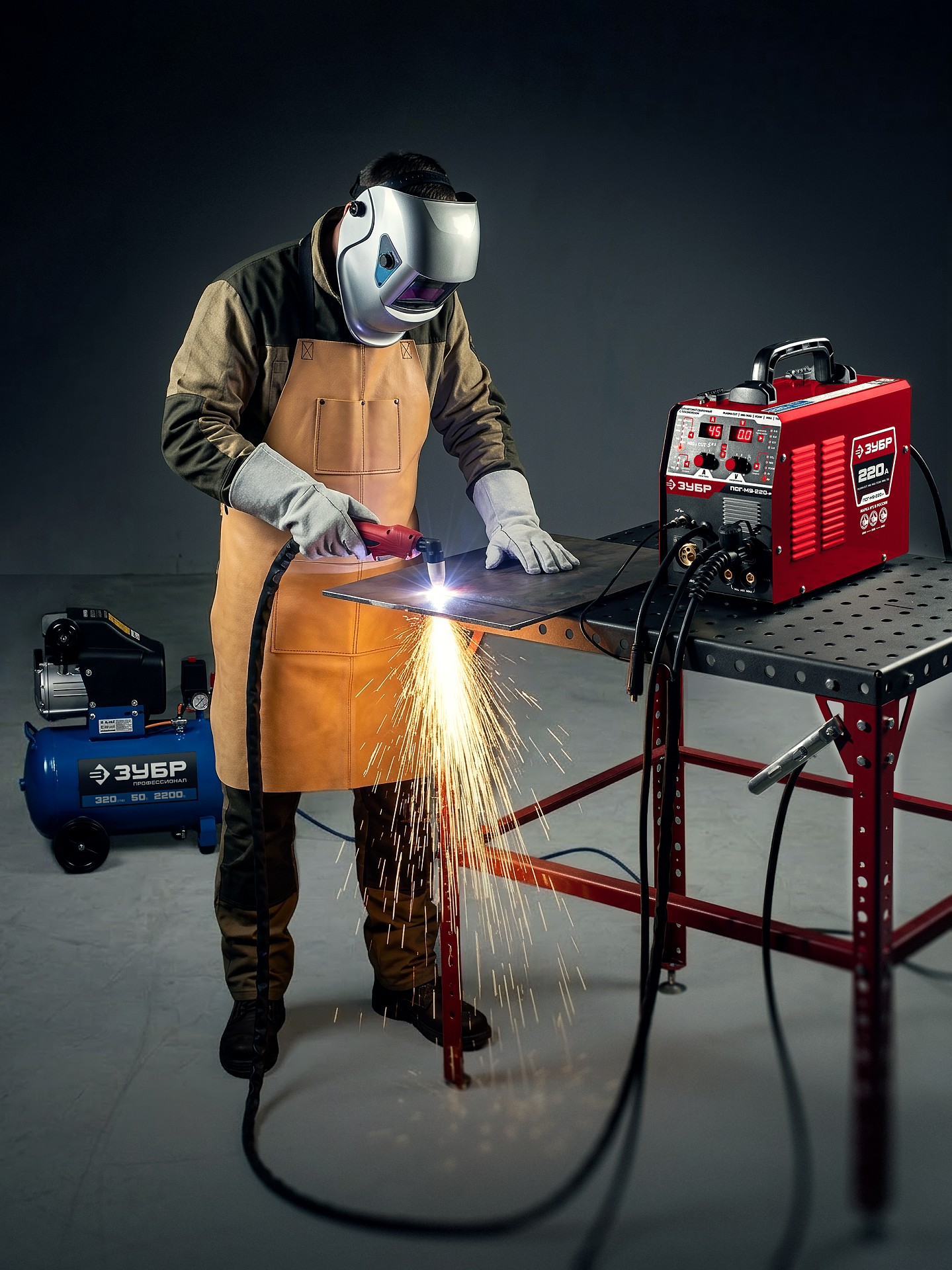 ЗУБР MIG & CUT 5-в-1, MIG / MAG, PLASMA CUT, FCAW, MMA, TIG, 220 А, полуавтомат сварочный, с газом / без газа, горелка ПСГ-220 (ПСГ-М9-220-Р) — фото 16