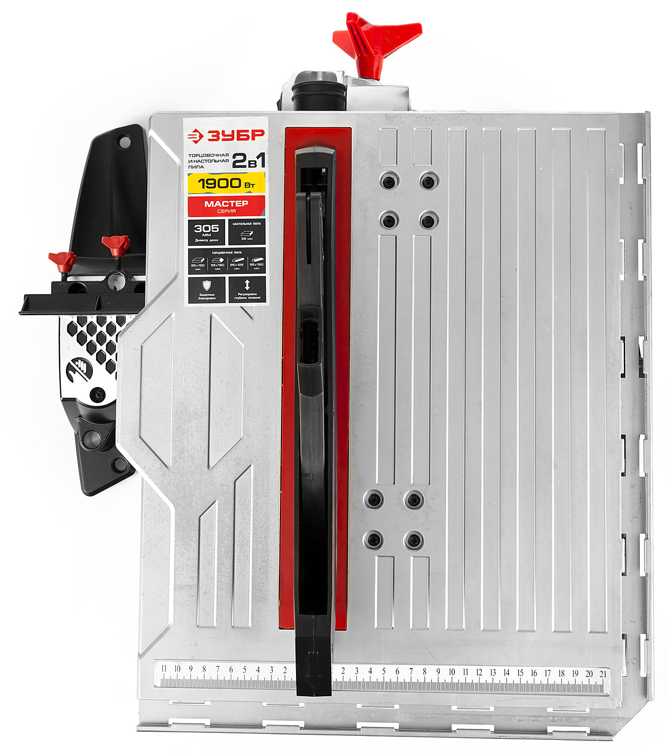 ЗУБР ЗПТК-305-1900 пила торцовочная комбинированная, d 305 х 30 мм, 1900 Вт — фото 12