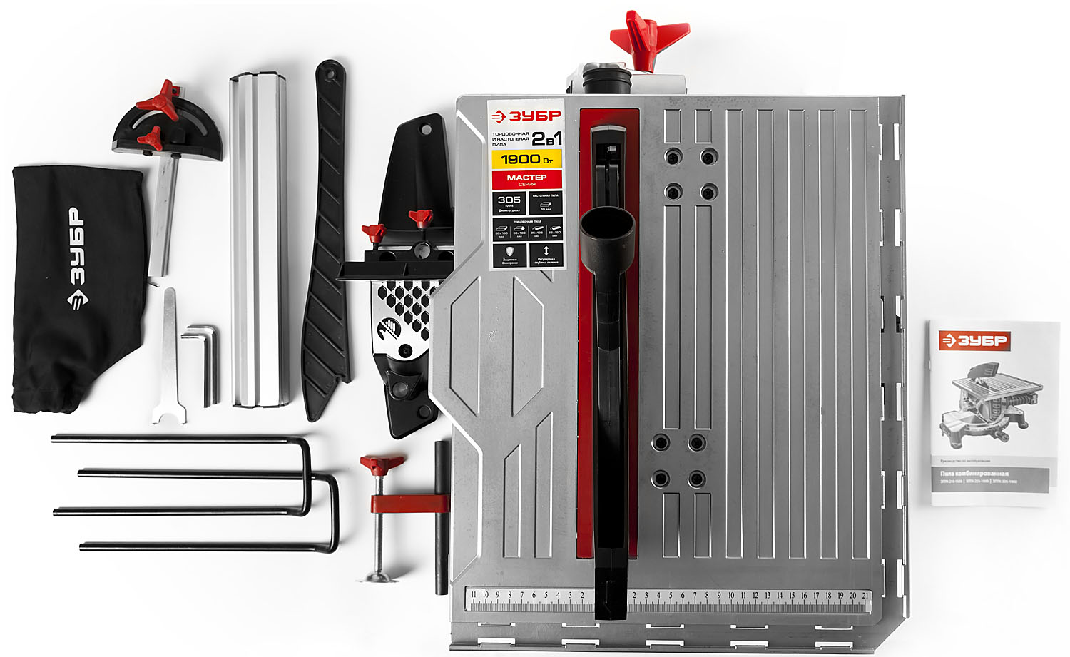 ЗУБР ЗПТК-305-1900 пила торцовочная комбинированная, d 305 х 30 мм, 1900 Вт — фото 4