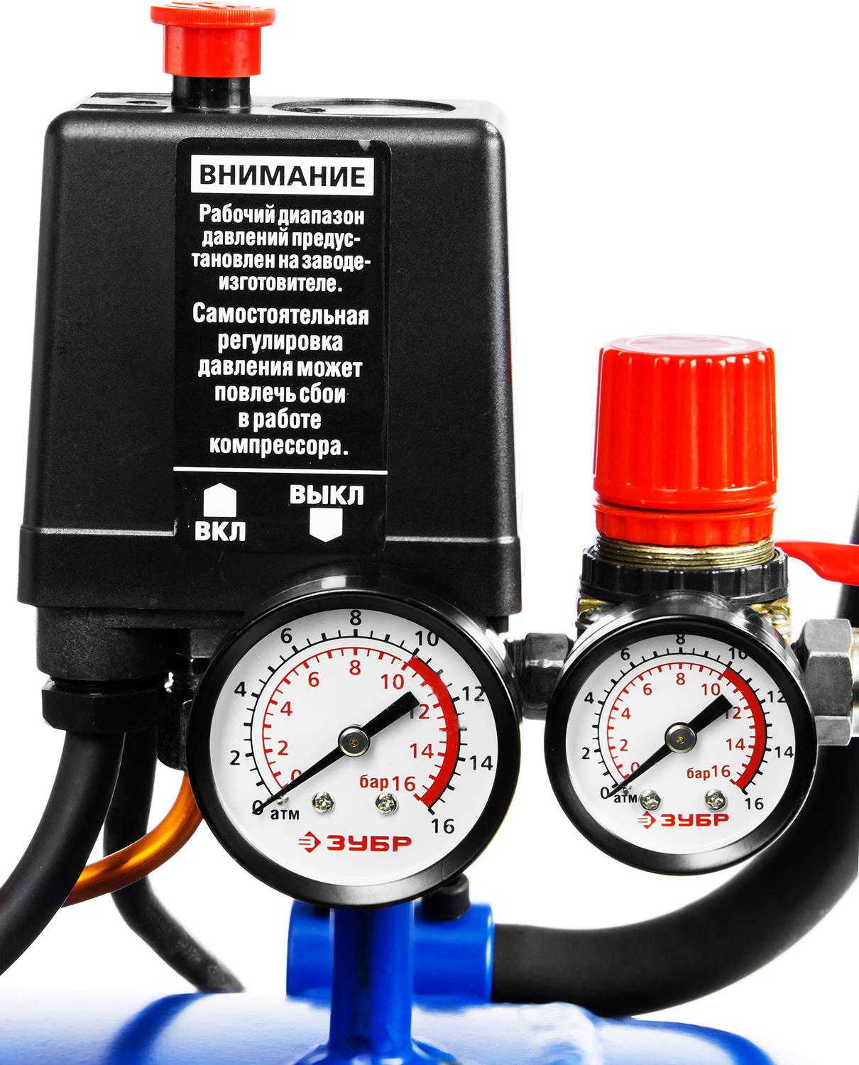 ЗУБР 440 л/мин, 100 л, 2200 Вт, ременной масляный компрессор, Профессионал (ЗКПМ-440-100-Р-2.2) — фото 8